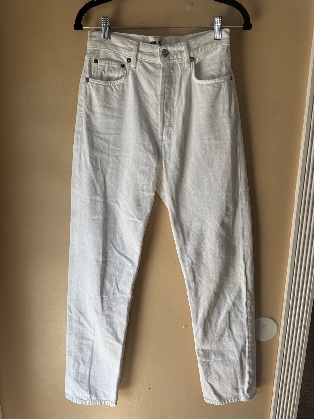 Agolde 90s Pinch Waist High Rise Straight Jeans Marshmallow White